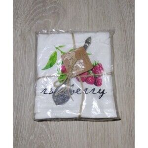 Raspberry Flour Sack Towel with Jam Spreader - New